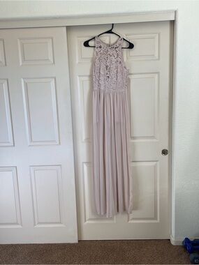 Lace Bodice Chiffon One Piece in Light Blush